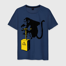 Мужская футболка хлопок с принтом TNT monkey (Banksy) в Петрозаводске, 100% хлопок | прямой крой, круглый вырез горловины, длина до линии бедер, слегка спущенное плечо. | бэнкси | граффити | животные | обезьяна