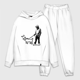 Мужской костюм хлопок OVERSIZE с принтом Парень с собакой (Banksy) в Петрозаводске,  |  | Тематика изображения на принте: dog | бэнкси | граффити | собака