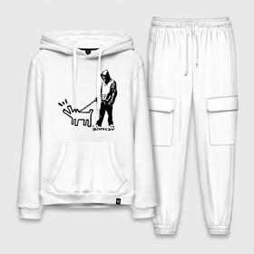 Мужской костюм хлопок с толстовкой с принтом Парень с собакой (Banksy) в Петрозаводске,  |  | Тематика изображения на принте: dog | бэнкси | граффити | собака