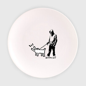 Тарелка 3D с принтом Парень с собакой (Banksy) в Петрозаводске, фарфор | диаметр - 210 мм
диаметр для нанесения принта - 120 мм | Тематика изображения на принте: dog | бэнкси | граффити | собака