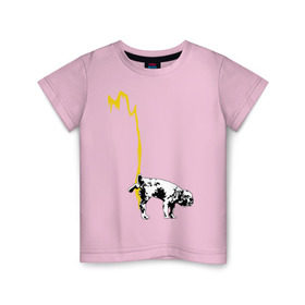 Детская футболка хлопок с принтом Peeing dog (Banksy) в Петрозаводске, 100% хлопок | круглый вырез горловины, полуприлегающий силуэт, длина до линии бедер | бульдог | бэнкси | граффити | собака