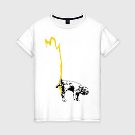 Женская футболка хлопок с принтом Peeing dog (Banksy) в Петрозаводске, 100% хлопок | прямой крой, круглый вырез горловины, длина до линии бедер, слегка спущенное плечо | бульдог | бэнкси | граффити | собака
