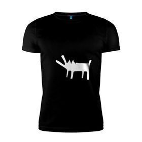 Мужская футболка премиум с принтом Собака (Banksy) в Петрозаводске, 92% хлопок, 8% лайкра | приталенный силуэт, круглый вырез ворота, длина до линии бедра, короткий рукав | Тематика изображения на принте: dog | бэнкси | граффити