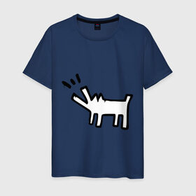 Мужская футболка хлопок с принтом Собака (Banksy) в Петрозаводске, 100% хлопок | прямой крой, круглый вырез горловины, длина до линии бедер, слегка спущенное плечо. | dog | бэнкси | граффити