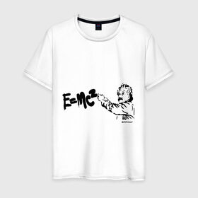 Мужская футболка хлопок с принтом E=MC2 в Петрозаводске, 100% хлопок | прямой крой, круглый вырез горловины, длина до линии бедер, слегка спущенное плечо. | бэнкси | граффити | ученный | формула | эйнштейн