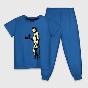 Детская пижама хлопок с принтом Древний человек Бэнкси в Петрозаводске, 100% хлопок |  брюки и футболка прямого кроя, без карманов, на брюках мягкая резинка на поясе и по низу штанин
 | бэнкси | граффити | неандерталец | примат