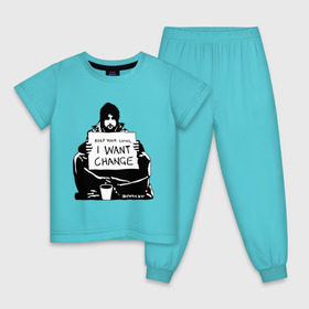Детская пижама хлопок с принтом Keep your coinns в Петрозаводске, 100% хлопок |  брюки и футболка прямого кроя, без карманов, на брюках мягкая резинка на поясе и по низу штанин
 | Тематика изображения на принте: banksy | бэнкси | графити | граффити | стрит арт