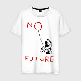 Мужская футболка хлопок с принтом No future Banksy в Петрозаводске, 100% хлопок | прямой крой, круглый вырез горловины, длина до линии бедер, слегка спущенное плечо. | banksy | бэнкси | графити | граффити | стрит арт