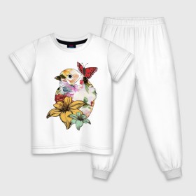 Детская пижама хлопок с принтом Райская танагра в Петрозаводске, 100% хлопок |  брюки и футболка прямого кроя, без карманов, на брюках мягкая резинка на поясе и по низу штанин
 | бабочка