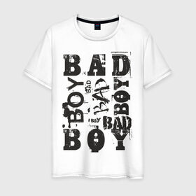 Мужская футболка хлопок с принтом Bad boy в Петрозаводске, 100% хлопок | прямой крой, круглый вырез горловины, длина до линии бедер, слегка спущенное плечо. | Тематика изображения на принте: бэд бой