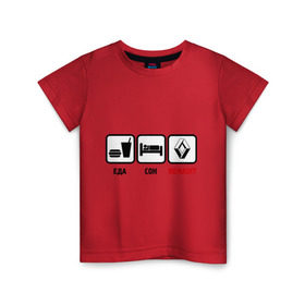 Детская футболка хлопок с принтом Главное в жизни - еда, сон, renault в Петрозаводске, 100% хлопок | круглый вырез горловины, полуприлегающий силуэт, длина до линии бедер | авто | автомобиль | знаки | рено | тачки