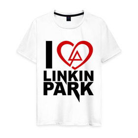 Мужская футболка хлопок с принтом I love linkin park (Я люблю Linkin Park) в Петрозаводске, 100% хлопок | прямой крой, круглый вырез горловины, длина до линии бедер, слегка спущенное плечо. | rock | линкин парк | музыкальная группа | рок группа | рок музыка