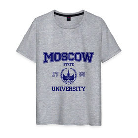 Мужская футболка хлопок с принтом MGU Moscow University в Петрозаводске, 100% хлопок | прямой крой, круглый вырез горловины, длина до линии бедер, слегка спущенное плечо. | вуз | институт | мгу | студенческие | университет
