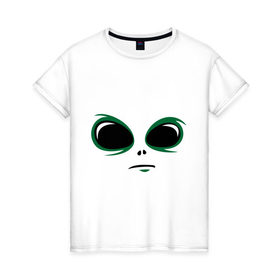 Женская футболка хлопок с принтом инопланетянин в Петрозаводске, 100% хлопок | прямой крой, круглый вырез горловины, длина до линии бедер, слегка спущенное плечо | 