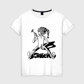 Женская футболка хлопок с принтом Zabey в Петрозаводске, 100% хлопок | прямой крой, круглый вырез горловины, длина до линии бедер, слегка спущенное плечо | буратино | забей