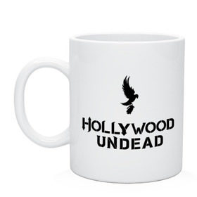 Кружка с принтом Hollywood Undead logo в Петрозаводске, керамика | объем — 330 мл, диаметр — 80 мм. Принт наносится на бока кружки, можно сделать два разных изображения | Тематика изображения на принте: hollywood undead | hu | hu mask one color | undead | рок реп группа hollywood undead