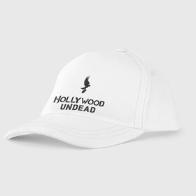 Детская бейсболка с принтом Hollywood Undead logo в Петрозаводске, 100% хлопок | классический козырек, металлическая застежка-регулятор размера | Тематика изображения на принте: hollywood undead | hu | hu mask one color | undead | рок реп группа hollywood undead