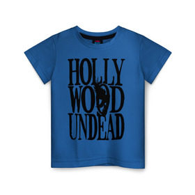 Детская футболка хлопок с принтом HollyWoodUndead в Петрозаводске, 100% хлопок | круглый вырез горловины, полуприлегающий силуэт, длина до линии бедер | hollywood undead | hu | hu mask one color | undead | птица с гранатой | рок реп группа hollywood undead