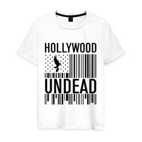 Мужская футболка хлопок с принтом Hollywood Undead flag в Петрозаводске, 100% хлопок | прямой крой, круглый вырез горловины, длина до линии бедер, слегка спущенное плечо. | hollywood undead | hu | hu mask one color | undead | птица с гранатой | рок реп группа hollywood undead