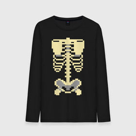 Мужской лонгслив хлопок с принтом Пиксельный скелет в Петрозаводске, 100% хлопок |  | скелет