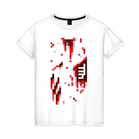 Женская футболка хлопок с принтом Пиксельные раны в Петрозаводске, 100% хлопок | прямой крой, круглый вырез горловины, длина до линии бедер, слегка спущенное плечо | 8 bit | 8 бит | кровотечение | кровь | пиксель | ранение | раны