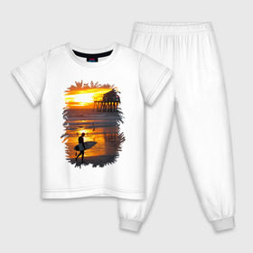Детская пижама хлопок с принтом Summer surfing в Петрозаводске, 100% хлопок |  брюки и футболка прямого кроя, без карманов, на брюках мягкая резинка на поясе и по низу штанин
 | Тематика изображения на принте: летние | лето | море | на лето | океан | пляж | серфинг