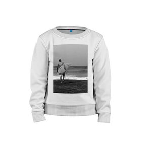 Детский свитшот хлопок с принтом Surfingboy в Петрозаводске, 100% хлопок | круглый вырез горловины, эластичные манжеты, пояс и воротник | летние | лето | море | на лето | океан | пляж | серфинг