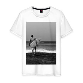 Мужская футболка хлопок с принтом Surfingboy в Петрозаводске, 100% хлопок | прямой крой, круглый вырез горловины, длина до линии бедер, слегка спущенное плечо. | летние | лето | море | на лето | океан | пляж | серфинг