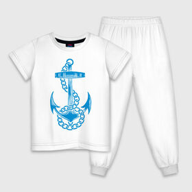 Детская пижама хлопок с принтом Blue anchor в Петрозаводске, 100% хлопок |  брюки и футболка прямого кроя, без карманов, на брюках мягкая резинка на поясе и по низу штанин
 | море | моряк | цепь | якорь