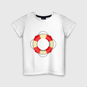 Детская футболка хлопок с принтом Спасательный круг в Петрозаводске, 100% хлопок | круглый вырез горловины, полуприлегающий силуэт, длина до линии бедер | лето | море | отдых | спасательный круг