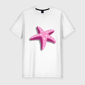 Мужская футболка премиум с принтом Одна морская звезда в Петрозаводске, 92% хлопок, 8% лайкра | приталенный силуэт, круглый вырез ворота, длина до линии бедра, короткий рукав | летние | лето | море | отдых | отпуск | пляж