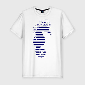 Мужская футболка премиум с принтом Морской конёк в Петрозаводске, 92% хлопок, 8% лайкра | приталенный силуэт, круглый вырез ворота, длина до линии бедра, короткий рукав | летние | море