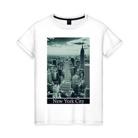 Женская футболка хлопок с принтом NY City в Петрозаводске, 100% хлопок | прямой крой, круглый вырез горловины, длина до линии бедер, слегка спущенное плечо | new york | new york city | nyc | urban style | город | города | нью йорк | урбан