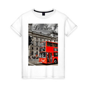 Женская футболка хлопок с принтом Улицы Лондона в Петрозаводске, 100% хлопок | прямой крой, круглый вырез горловины, длина до линии бедер, слегка спущенное плечо | лондон
