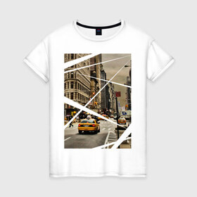 Женская футболка хлопок с принтом Улицы NY в Петрозаводске, 100% хлопок | прямой крой, круглый вырез горловины, длина до линии бедер, слегка спущенное плечо | new york | urban style | город | города | нью йорк | улицы нью йорка | урбан