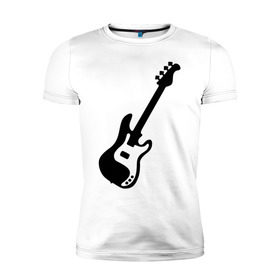 Мужская футболка премиум с принтом Гитара в Петрозаводске, 92% хлопок, 8% лайкра | приталенный силуэт, круглый вырез ворота, длина до линии бедра, короткий рукав | gitar | music | бас | музыка | музыкальные инструменты | электрогитара
