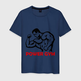 Мужская футболка хлопок с принтом Power Gym в Петрозаводске, 100% хлопок | прямой крой, круглый вырез горловины, длина до линии бедер, слегка спущенное плечо. | powerlifting