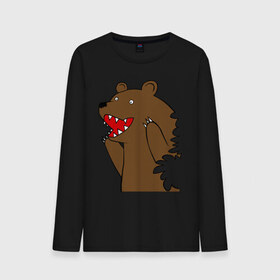 Мужской лонгслив хлопок с принтом Медведь цензурный в Петрозаводске, 100% хлопок |  | интернет приколы | медведь | медведь в кустах | приколы