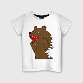 Детская футболка хлопок с принтом Медведь цензурный в Петрозаводске, 100% хлопок | круглый вырез горловины, полуприлегающий силуэт, длина до линии бедер | интернет приколы | медведь | медведь в кустах | приколы