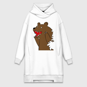 Платье-худи хлопок с принтом Медведь цензурный в Петрозаводске,  |  | интернет приколы | медведь | медведь в кустах | приколы