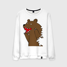 Мужской свитшот хлопок с принтом Медведь цензурный в Петрозаводске, 100% хлопок |  | интернет приколы | медведь | медведь в кустах | приколы