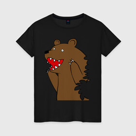 Женская футболка хлопок с принтом Медведь цензурный в Петрозаводске, 100% хлопок | прямой крой, круглый вырез горловины, длина до линии бедер, слегка спущенное плечо | интернет приколы | медведь | медведь в кустах | приколы