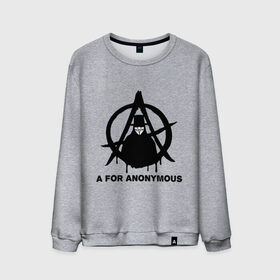 Мужской свитшот хлопок с принтом A for Anonymous (А значит аноним) в Петрозаводске, 100% хлопок |  | anonymous | аноним | анонимус | вендета | вендетта | гай фокс