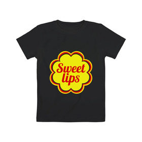 Детская футболка хлопок с принтом Sweet lips в Петрозаводске, 100% хлопок | круглый вырез горловины, полуприлегающий силуэт, длина до линии бедер | chupa chups | sweet lips | антибренд | сладкие губы | чупа чупс