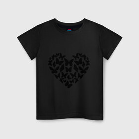 Детская футболка хлопок с принтом Сердце из бабочек в Петрозаводске, 100% хлопок | круглый вырез горловины, полуприлегающий силуэт, длина до линии бедер | 