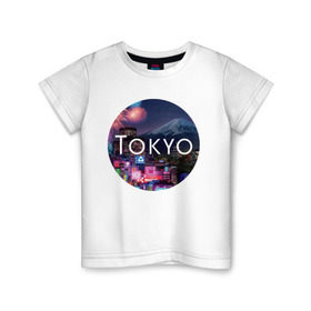 Детская футболка хлопок с принтом Tokyo - круг в Петрозаводске, 100% хлопок | круглый вырез горловины, полуприлегающий силуэт, длина до линии бедер | tokyo | urban | город | города | мировые столицы | токио | урбан | япония