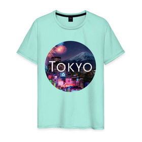Мужская футболка хлопок с принтом Tokyo - круг в Петрозаводске, 100% хлопок | прямой крой, круглый вырез горловины, длина до линии бедер, слегка спущенное плечо. | tokyo | urban | город | города | мировые столицы | токио | урбан | япония