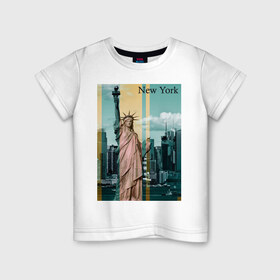 Детская футболка хлопок с принтом NY cтатуя свободы в Петрозаводске, 100% хлопок | круглый вырез горловины, полуприлегающий силуэт, длина до линии бедер | new york | ny | nyc | urban | город | города | нью йорк | урбан