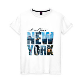 Женская футболка хлопок с принтом Надпись NY в Петрозаводске, 100% хлопок | прямой крой, круглый вырез горловины, длина до линии бедер, слегка спущенное плечо | new york | ny | nyc | urban | город | города | нью йорк | урбан
