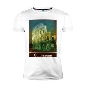 Мужская футболка премиум с принтом Колизей в Петрозаводске, 92% хлопок, 8% лайкра | приталенный силуэт, круглый вырез ворота, длина до линии бедра, короткий рукав | rome | urban | город | города | достопримечательности | колизей | рим | урбан